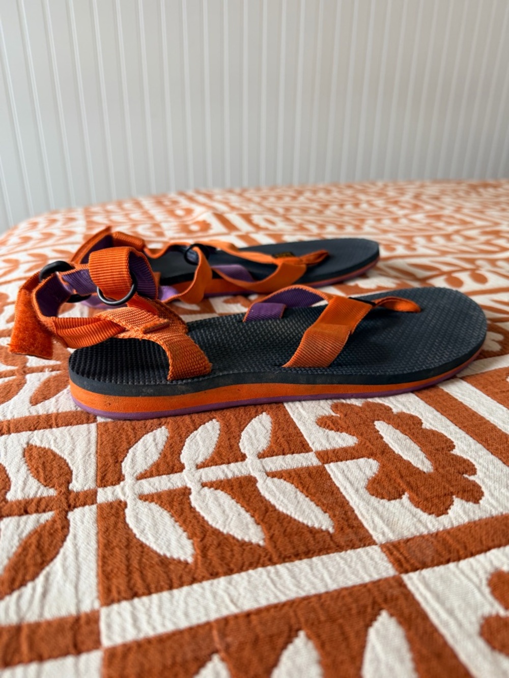 Teva Orange and Purple Strap Sandals with Navy Footbed - Picture 3 of 6